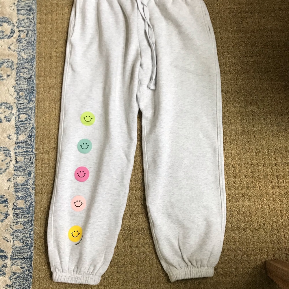 Brand new Frazier Sterling smiley gal sweatpants